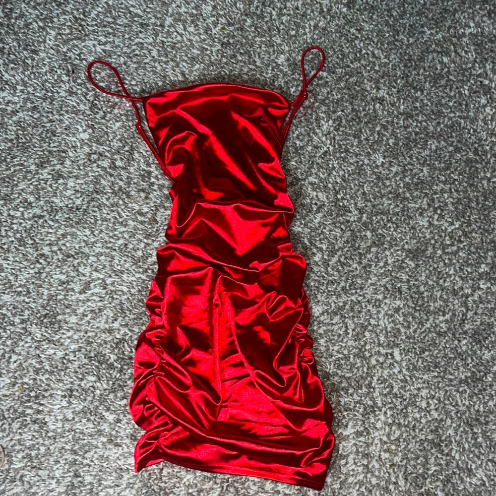 Small red tight mini dress, from Better Be